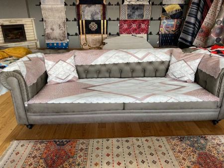 ارضيات كنب 3D مخطط ابيض +زهر